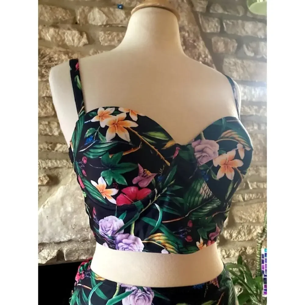 SHEIN Tropical Floral High Waist Bikini Set - Size XL
